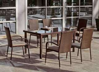 Conjunto mesa ▯150 + 4 sillones de ratán [Bergamo] de Hevea - imagen 2