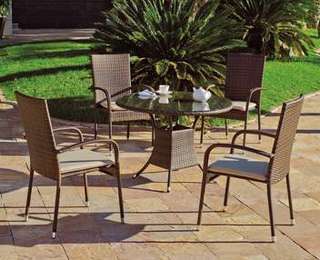 Conjunto mesa ◯90 + 4 sillones de ratán [Bergamo] de Hevea - imagen 2