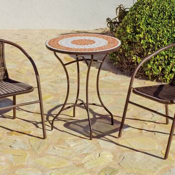 Mesa mosaico ◯60 + 2 sillones wicker [Ma-Brasil] de Hevea - imagen 2
