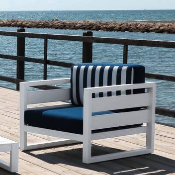 Sillón confort de aluminio para jardín [Cosmos] de Hevea - Sillón lujo para exterior, con cojines gran confort desenfundables. Estructura aluminio color blanco, antracita, champagne, plata, marrón o nude.