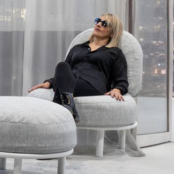 Sillón de aluminio cojines extra grandes [Luna] de Hevea - Sillón luxe de alumino, con cojines ultra confort extra grandes, para interior o exterior. Colores: blanco, antracita, marrón, nude, champagne o plata.