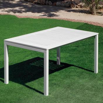 Mesa extensible ▯215 de aluminio [Singapur] de Hevea - Mesa para jardín de 150cm extensible a 215cm, con tablero de lamas de aluminio. Estructura aluminio color blanco, antracita, champagne, plata, marrón o nude.
