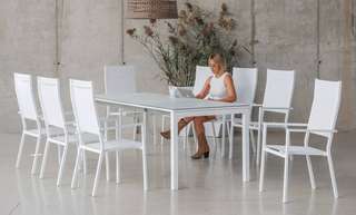 Mesa extensible HPL ▯215 + 6 sillones[Singapur-Ja] de Hevea - imagen 2