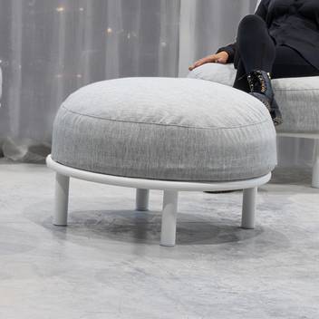 Taburete de aluminio cojín extra grande [Luna] de Hevea - Taburete/Reposapiés luxe de alumino, con cojín ultra confort extra grande, para interior o exterior. Colores: blanco, antracita, marrón, nude, champagne o plata.