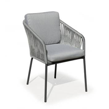 Sillón comedor-jardín de aluminio y cuerda [Tulip] de Hevea - Sillón de comedor para jardín o terraza, de aluminio y cuerda. Disponible en color blanco, gris, marrón o champagne.