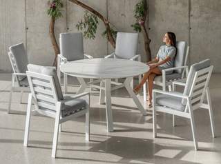 Mesa ◯150 de aluminio con tablero piedra [Veneto] de Hevea - imagen 3