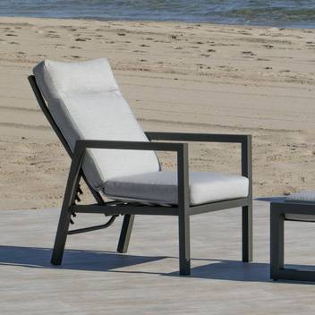 Sillón confort reclinable de aluminio [Voriam] de Hevea - Sillón relax lujo para jardín, con respaldo reclinable. Fabricado de aluminio en color blanco, antracita, champagne, plata, marrón o nude.