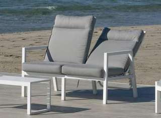 Sofá Aluminio Voriam-2 de Hevea - Sofá relax lujo 2 plazas, con respaldos reclinables. Fabricado de aluminio en color blanco, plata, antracita o bronce.