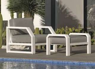 Sillón confort de aluminio para jardín [Zafiro] de Hevea - Sillón lujo para exterior, con cojines gran confort desenfundables. Estructura de aluminio en varios colores.