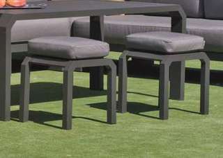 Taburete aluminio c/cojín para jardín [Zafiro] de Hevea - Taburete/Reposapiés de aluminio con cojín desenfundable. Estructura aluminio color blanco, antracita, champagne, plata o marrón.
