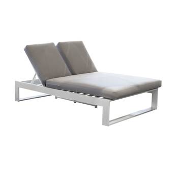 Cama doble de aluminio [Borum] de Hevea - Cama doble de aluminio para jardín. Doble respaldo multiposiciones independientes. Disponible en varios colores.