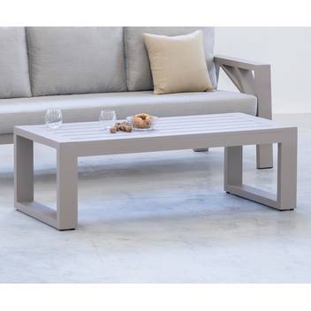 Mesa de centro ▯140 de aluminio [Cartago] de Hevea - Mesa de centro lujosa para exterior, robusta, 100 % aluminio. Disponible en color blanco, antracita, champagne, plata, marrón o nude.