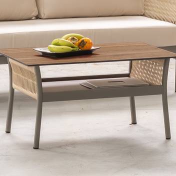 Mesa de centro ▯76 de aluminio y cuerda [Celina] de Hevea - Mesa de centro rectangular con revistero para jardín. Estructura de aluminio color blanco, antracita o champagne recubierta de cuerda redonda