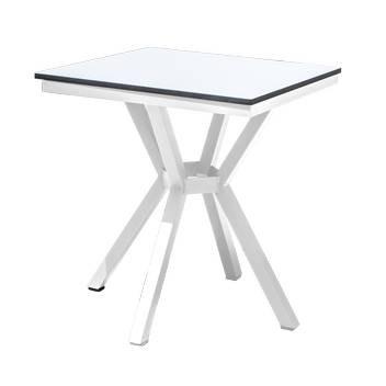 Mesa auxiliar ▢60 de aluminio [Donia] de Hevea - Mesa auxiliar cuadrada para jardín o terraza. Estructura robusta de aluminio y tablero laminado HPL. Disponible en varios colores.