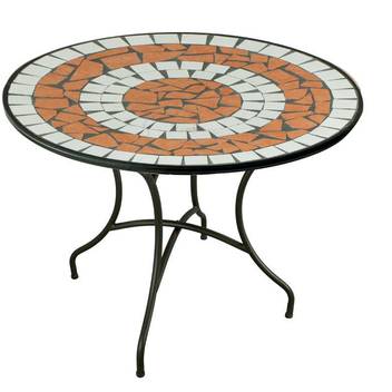 Mesa mosaico ◯90 de acero color bronce [Malaga] de Hevea - Mesa de acero forjado color bronce para jardín o terraza, con tablero mosaico circular de 90 cm.