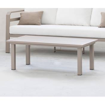 Mesa de centro ▯120 de aluminio [Kravi] de Hevea - Mesa de centro rectangular de aluminio para exterior. Disponible en color blanco, plata, marrón, nude, champagne o antracita