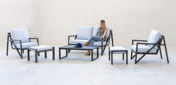 Cjto aluminio: sofá 2p + sillones + mesa [Albania] de Hevea - imagen 1