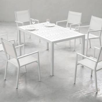 Conj. Mesa ▯160 + 4 sillones textilen [Bolivia-Co] de Hevea - Conjunto de aluminio para jardín luxe: mesa 160 cm. + 4 sillones de textilen. Disponible en color blanco y antracita.