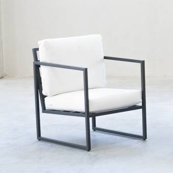 Sillón de aluminio para jardín [Cabana] de Hevea - Sillón con cojines desenfundables, para exterior. Estructura aluminio color blanco, plata, marrón, nude, champagne o antracita.