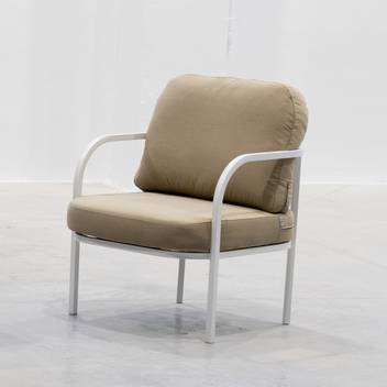 Sillón relax de aluminio para jardín [Leblanc] de Hevea - Sillón de aluminio con cojines desenfundables, para exterior. Estructura color blanco, antracita, champagne, plata, marrón o nude.