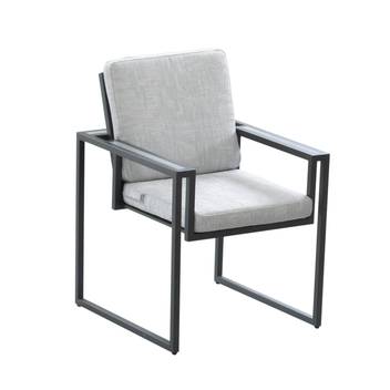 Sillón de comedor jardín de aluminio [LLaker] de Hevea - Sillón de comedor para exterior con brazo bicolor. Estructura de aluminio de color blanco, antracita, champagne, plata, marrón o nude