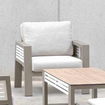 Sillón relax de aluminio bicolor [Neptuno] de Hevea - Lujoso sillón confort para exterior de alumnio bicolor, con cojines gran confort desenfundables.
