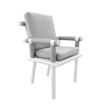 Sillón comedor de aluminio y cuerda [Nusa] de Hevea - Elegante sillón de comedor para exterior de aluminio y cuerda. Disponible en color blanco, antracita o champagne.