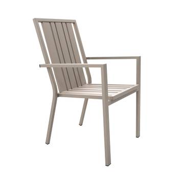 Sillón comedor de aluminio para jardín  [Paola] de Hevea - Sillón de comedor apilable para exterior, de aluminio con opción de cojín. Disponible en color blanco, antracita, champagne, plata, marrón o nude