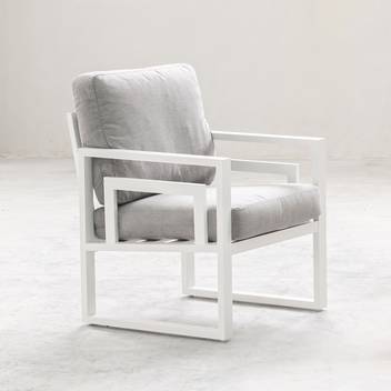 Sillón confort de aluminio para jardín [Senia] de Hevea - Sillón relax para exterior. Estructura de aluminio de color blanco, antracita, champagne, plata, marrón o nude.