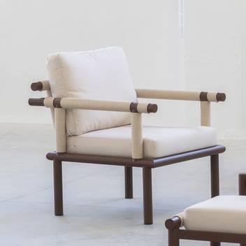 Sillón confort de aluminio y cuerda [Urbia] de Hevea - Sillón confort con cojines desenfundables para jardín. Estructura de aluminio recubierta de cuerda redonda. Disponible en color blanco, antracita, champagne o marrón.