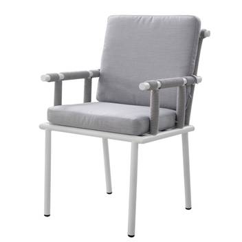 Sillón comedor de aluminio y cuerda [Urbia] de Hevea - Sillón comedor para exterior de aluminio y cuerda. Disponible en los colores blanco, antracita y champagne.
