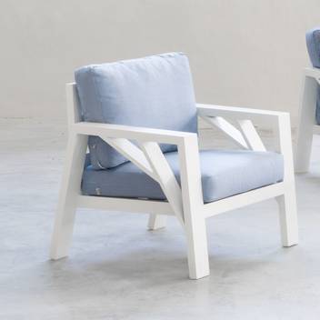 Sillón confort de aluminio para exterior [Venus] de Hevea - Sillón lujoso y robusto de alumnio, con cojines desenfundables, para jardín. Disponible en color blanco, antracita, champagne, plata, marrón o nude.