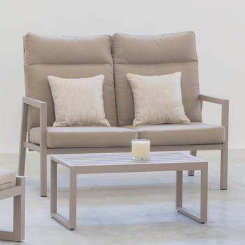 Sofá Aluminio Haston-2 de Hevea - Sofá relax lujo 2 plazas. Fabricado de aluminio en color blanco, plata, champagne, nude, antracita o marrón.