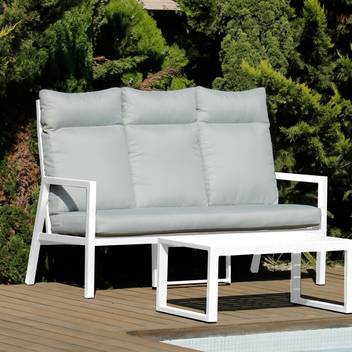 Sofá Aluminio Haston-3 de Hevea - Sofá relax lujo 3 plazas. Fabricado de aluminio en color blanco, plata, champagne, nude, antracita o marrón.