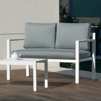 Sofá 2 plazas de aluminio para jardín [Hondina] de Hevea - Sofá 2 plazas de aluminio con cojines desenfundables, para exterior. Disponible en color blanco, plata, marrón, nude, champagne o antracita.