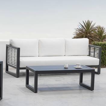 Sofá 3p aluminio bicolor para exterior [Mariet] de Hevea - Sofá 3 plazas para jardín, de alumnio bicolor, con cojines gran confort desenfundables. Disponible en varios colores.