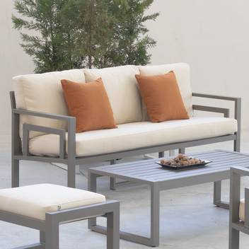 Sofá 3 plazas de aluminio para jardín [Senia] de Hevea - Sofá 3 plazas para exterior. Estructura de aluminio de color blanco, antracita, champagne, plata, marrón o nude.