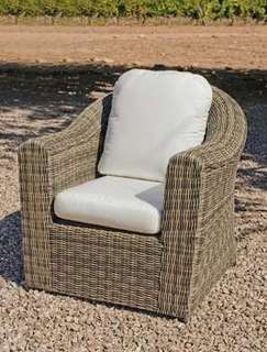 Sillón confort de ratán para jardín [Amanda] de Hevea - Sillón relax de jardín de médula sintética, de color natural envejecido