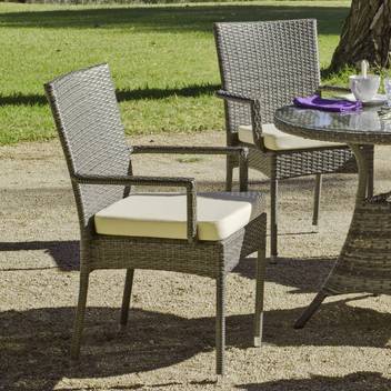 Sillón comedor-jardín apilable de ratán [Mali] de Hevea - Sillón apilable de comedor para jardín o terraza, de ratán sintético color mix-gris