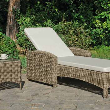 Mesa auxiliar de jardín ▢50 de ratán [Borsalino] de Hevea - Mesa auxiliar para jardín o terraza, de médula sintética con tapa de cristal templado.