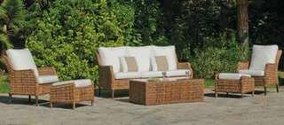 Set Médula Luxe Panama-8 de Hevea - Conjunto de médula sintética lujo para jardín. Formado por: 1 sofá de 3 plazas + 2 sillones + 1 mesa de centro + cojines