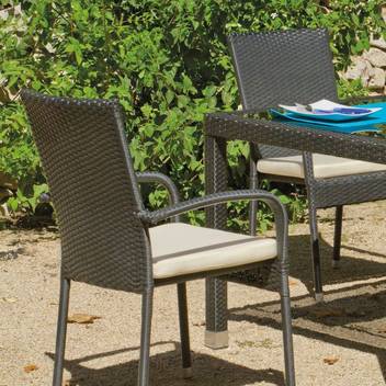 Sillón comedor-jardín apilable de ratán [Ampurias] de Hevea - Sillón de comedor para jardín o terraza, apilable, de médula sintética
