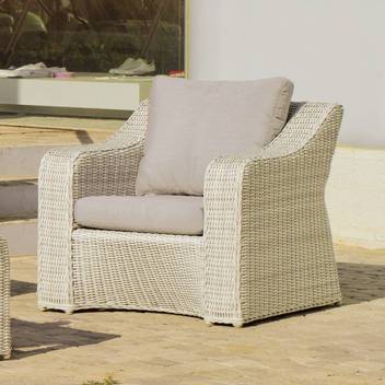 Sillón confort de ratán para jardín [Celebes] de Hevea - Sillón relax para exterior, de médula sintética, con cojines desenfundables tapizados en Dralón Lux.