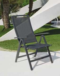 Tumbona Aluminio Brescia-5 de Hevea - Tumbona relax 5 posiciones de aluminio color antracita con respaldo y asiento de textilen.
