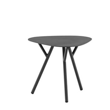 Mesa auxiliar △50 de aluminio [Galt] de Mooma - Mesa auxiliar triangular de 50 cm de lado, con estructura y top de aluminio lacado en color blanco, antracita o taupe, para jardín o terraza.