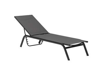 Tumbona apilable de aluminio y textilene [Galt] de Mooma - Tumbona/cama apilable para exterior. Estructura de aluminio lacado en blanco, antracita o taupe. Asiento y respaldo en textilene color blanco, gris claro, taupe o antracita. Con respaldo multiposición.