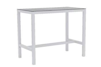 Mesa alta bar ▯130 de aluminio [Meridian] de Mooma - Mesa alta de bar para exterior. Estructura de aluminio color blanco o antracita y top de la mesa de cristal porcelánico 3D, con grosor de 6mm, en color gris claro o antracita moteado.