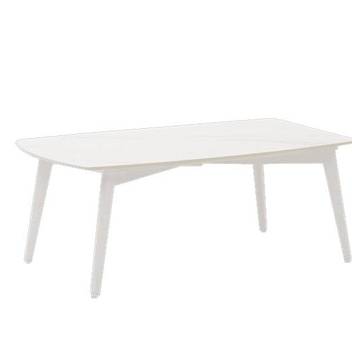 Mesa centro ▯120 de aluminio [Nelayan] de Mooma - Mesa de centro rectangular para exterior. Estructura de aluminio color blanco y top de la mesa de porcelánico blanco efecto marmol.