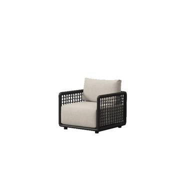 Sillón relax aluminio y cuerda [Santa Ana] de Mooma - Sillón 1 plaza para exterior. Estructura en aluminio color antracita combinado con cuerda antracita 6 mm. Cojín de asiento y respaldo color beige..