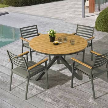 Mesa ◯120 de aluminio y teca [Sidney] - imagen 5